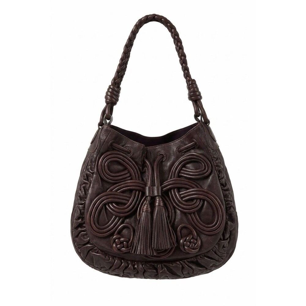 Brighton Lockheart Masterpiece Gabby Brown Leather Pretzel Hobo Shoulder Bag